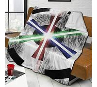 Hiacpy Couverture lestée S-Tar W-ar en peluche épaisse, douce, chaude, confortable, légère - Pour lit, canapé, lit, canapé, couverture thermique en polaire de renard argenté + laine d'agneau (152,4 x 127 cm)