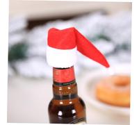 HIAKDOFT 10 Pièces Bonnet Noël Forme de Chapeau Bouchon pour Bouteille de Vin Cava et Vin Mousseux Décoration de Table de Fête