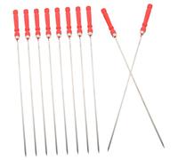 HIAKDOFT 10 pièces Brochettes Barbecue Inox avec Poignée Rouge Lot de Réutilisables Légères et Ergonomiques pour Grillades Plein Air