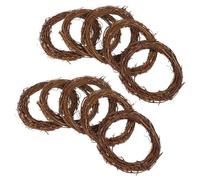 HIAKDOFT 10 Pièces Couronne Rotin Naturel Couronne Vigne Sèche Décorative Suspendue pour Porte et Fenêtre Ornements Rustiques DIY pour Noël et Décoration Intérieure