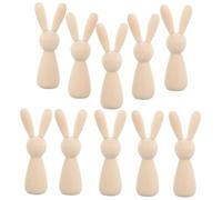 HIAKDOFT 10 pièces Figurines Lapin Naturel à Peindre Jouets pour Décoration DIY et Artisanat Poupées Chevilles pour Décor Maison Moderne Campagne