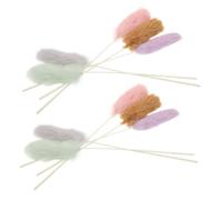 HIAKDOFT 10 Pièces Kitten Teasing Wand Set with Authentic Rabbit Fur Strips Lightweight Interactive Cat Tassel Toy for Indoor Play and Exercise Long Handle for Safe Engagement