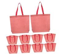 HIAKDOFT 10 pièces Main Non Tissés Réutilisables avec Poignées Sacs de Rangement Légers et Solides pour Courses Voyage et Usage Quotidien Lot de Rose