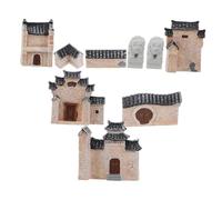 HIAKDOFT 10 Pièces Miniature Chinese Village House Ornaments for DIY Bonsai Terrarium Micro Landscape Timeless Architecture Collectibles for Zen Garden Décor
