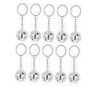 HIAKDOFT 10 pièces Pendentif Boule Disco Miroir Argenté Porte Clé Décoratif pour Noël et Fête Accessoire pour et Clé Anniversaire et Festival