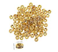HIAKDOFT 100 pièces Perles Intercalaires Grandes Troues Cristal Strass Éclatant Doré pour Création Bijoux DIY Bracelets Colliers Accessoires