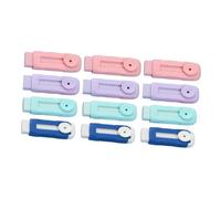 HIAKDOFT 12 Pièces Lot de Gommes Rétractables avec Gaine Plastique Effaçables Rechargeables pour Élèves École et Dessin Couleurs Pastel Rose Vert Bleu