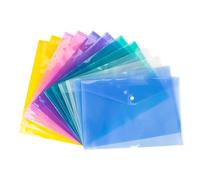 HIAKDOFT 12 Pièces Pochette Bouton Pression Bleue Transparente pour Dossiers Lot de Résistante à Eau et Aux Déchirures Organisateur de Fichiers pour Bureau et École