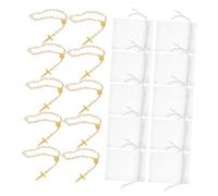 HIAKDOFT 12ensembles Mini Bracelet Chapelet Avec Croix Perles Lot De Bracelets Croix Catholique Pour Baptême Et Première Communion Élégant Et Portable