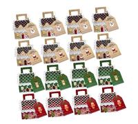 HIAKDOFT 16 Pièces Boîtes Cadeaux de Noël Papier Kraft Lot de Boîtes Friandises Maison Durables et Réutilisables pour Bonbons Biscuits et Petits Cadeaux de Fête