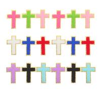 HIAKDOFT 18 Écussons Thermocollants Croix Brodés en Polyester Multicolores Patchs à Repasser pour Vêtements Jeans Chapeaux et Paquet - Kit de 18 Pièces pour Décoration et Réparation