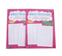 HIAKDOFT 2 Cahiers D’Exercices de Mathématiques Élémentaires 24 Pages Opérations Mixtes Addition Soustraction Multiplication Division Cahier Scolaire pour Élèves Débutants Entraînement