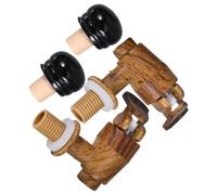 HIAKDOFT 2 ensembles Lot Robinets et Bouchons pour Fût de Vin Chêne Accessoires Étanches pour Tonneaux à Vin Rouge Blanc et Raisin Remplacement pour