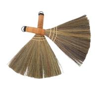 HIAKDOFT 2 pièces Balais Mini Paille Naturelle Balai à Main Tressé pour Nettoyage Intérieur et Extérieur Compact pour Sols Meubles Voiture et Cheminée
