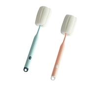 HIAKDOFT 2 Pièces Brosse Nettoyage Gourde et Biberon Brosse Long Manche avec Tête Éponge Pour Bouteille Goupillon Multifonction Portable pour Cuisine et Voyage