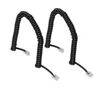 HIAKDOFT 2 Pièces Cordon Téléphonique Noir Spiralé Flexible et Stable Câble pour Combiné de Téléphone Fixe avec Installation Facile
