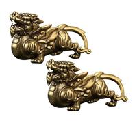 HIAKDOFT 2 Pièces Figurines Laiton Pi Yao Ornements Suspendus Voiture et Décorations Auto Fin pour Pendentif Clé et Cadeau de Pendaison de Crémaillère