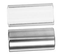 HIAKDOFT 2 Pièces Guitare Slide Medium Bottleneck Verre Transparent et Acier Inoxydable Argenté pour Guitaristes avec Sustain et Clair