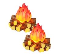 HIAKDOFT 2 pièces Lampe LED Effet Flamme Lumière de Nuit Camping Portable Étanche Décoration Créative pour Halloween Noël Extérieur Ambiance Feu de Camp Réaliste sans Piles