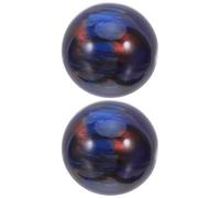 HIAKDOFT 2 Pièces Lot de 2 Boules de Thérapie Main en Résine 50Mm Effet Marbre Bleu, Balles de Massage Ergonomiques pour Exercices de Renforcement et Détente des Doigts, Décoration Bureau