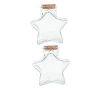 HIAKDOFT 2 pièces Lot de Bocaux Verre Transparent Étoile avec Bouchon Liège Bouteilles à Souhaits Décoratives Moyenne Légères et pour Rangement et Cadeaux