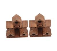 HIAKDOFT 2 pièces Nichoirs Bois Rustiques pour Oiseaux Mangeoire Extérieure Suspendue Maison Nid Oiseaux pour Jardin Patio Décoration de Campagne Fonctionnelle