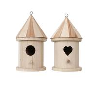 HIAKDOFT 2 Pièces Nichoirs Oiseaux à Suspendre DIY avec Porte Cœur et Ronde Décoration Maison Extérieure pour Jardin et Intérieur Kit Nichoir Oiseaux Pratique et Original