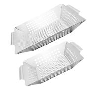 HIAKDOFT 2 pièces Panier Barbecue Acier Inoxydable Paniers Grillades Portables pour Cuisson Uniforme et Pratique des Légumes et Poissons