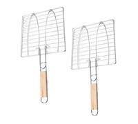 HIAKDOFT 2 pièces Panier Grillage Barbecue avec Pinces pour Poisson Légumes Viande Outils Barbecue Extérieur Léger Portable pour Camping Pique- Grillades Uniformes