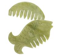 HIAKDOFT 2 pièces Peigne de Massage Jade Naturel pour Multifonctionnel et Durable Outil de Grattage Gua Sha pour Visage Cou et Dos Cadeau et Hommes