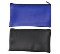 HIAKDOFT 2 pièces Sacoche Documents Étanche Cuir PU avec Fermeture Éclair Pochette Portable pour Billets et Passeports Organiseur Résistant pour Bureau et Voyage Noir et Bleu