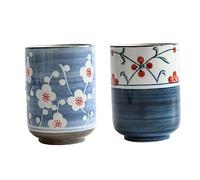 HIAKDOFT 2 pièces Tasse à Thé Japonaise Céramique Colorée Résistante Chaleur Mug pour Eau et Boissons Chaudes Décorative pour Maison et Restaurant