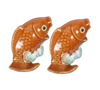 HIAKDOFT 2 Pièces Toilet Bowl Bolt Caps Ceramic Carp Design Decorative Screw Cover Bathroom Replacement Parts