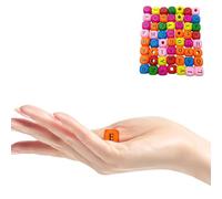 HIAKDOFT 200pièces Perles Lettres Bois Colorées Carrées pour Fabrication De Bijoux DIY Perles Alphabet pour Bracelets Et Colliers Faciles à Enfiler Et Durables