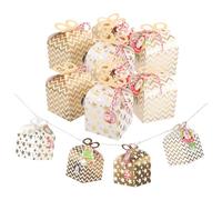 HIAKDOFT 24 Pièces Boîtes Cadeaux Noël Papier Cartonné Coffrets Cadeaux Rigides Étoiles et Vagues Boîte Bonbons Portable et Solide pour Fêtes Anniversaires et Invités