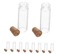 HIAKDOFT 24 pièces Lot de Mini Flacons Verre avec Bouchons Liège Fiole Verre Transparent pour DIY Décoration Bouteille Vide Voyage Rangement Petits Objets et Souhaits