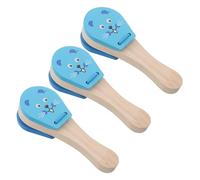 HIAKDOFT 3 Pièces Bois à Main pour Garçon Fille Instrument de Percussion Orff Motif Souris Éducatif Musical pour Développement Auditif et Interaction Parent Garçon Fille