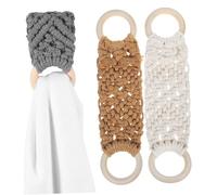 HIAKDOFT 3 Pièces Boucle De Suspension pour Serviette Tissée Anneau Porte-Serviette pour Salle De Bain De Cuisine Monté Macramé Corde De Coton