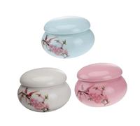 HIAKDOFT 3 Pièces Lot de Pots Porcelaine Chic pour Rangement Cosmétiques et Thé Mini Bocaux Céramique avec Couvercle Couleurs Aléatoires Contenants Élégants pour Poudre