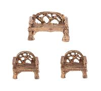 HIAKDOFT 3 Pièces Mini Mobilier de Jardin Miniature Banc et Chaises Légères Résine Décoration Réaliste pour Micro Jardin Bonsaï et Pots de Fleurs