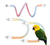 HIAKDOFT 3 Pièces Perchoirs Coton pour Perruches Corde Descalade et Balançoire Colorée Accessoires Décoratifs pour Cage Doiseaux Corde Flexible et Stable pour Perroquets et Perruches