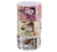 HIAKDOFT 3 rouleaux Lot de Rubans Washi Adhesifs Rétro Style Timbres pour Scrapbooking Décoration Carnets et Rubans Autocollants Décoratifs