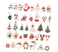 HIAKDOFT 38pièces Lot De Pendentifs Noël Style Bracelet Diy Breloques Suspendues Alliage Styles Variés