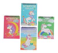 HIAKDOFT 4 pièces Carnet à Gratter pour Garçon Fille Motif Cartoon Licorne Bricolage DIY Carnet Portable Papier à Gratter Jeu Éducatif Créatif pour Garçon et Fille