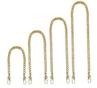 HIAKDOFT 4 pièces Chaîne de Sac à Main Métallique Dorée Bandoulière Amovible pour Sac à Main Pochette Remplacement DIY Facile avec Boutons de Fixation