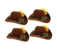 HIAKDOFT 4 Pièces Chapeaux Cowboy Miniatures Ajustables pour Petits Animaux Accessoires Feutre Résistants pour Hamsters Cochons Dinde Perroquets et Serpents Style Western pour et Photos