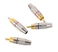 HIAKDOFT 4 pièces Connecteur Audio Plaqué Or Embouts Mâles Métalliques pour Câble Haut-Parleur sans Soudure Adaptateur Professionnel pour Installation Home Cinéma
