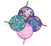 HIAKDOFT 4 Pièces Éventails Pliables Ronds à Main Compact et Décoratif Ventilateurs Portables pour Mariages Festivals et Usage Extérieur