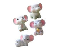 HIAKDOFT 4 pièces Figurines Éléphants Résine Rose Lot de Statuettes Animaux Mignons pour Décoration de Jardin Maison et Miniatures pour Fête