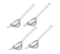 HIAKDOFT 4 Pièces Filtre à Mailles Fines Inox avec Long Manche Passoire pour Cocktails Café Thé et Jus Tamis pour Filtration Précise
